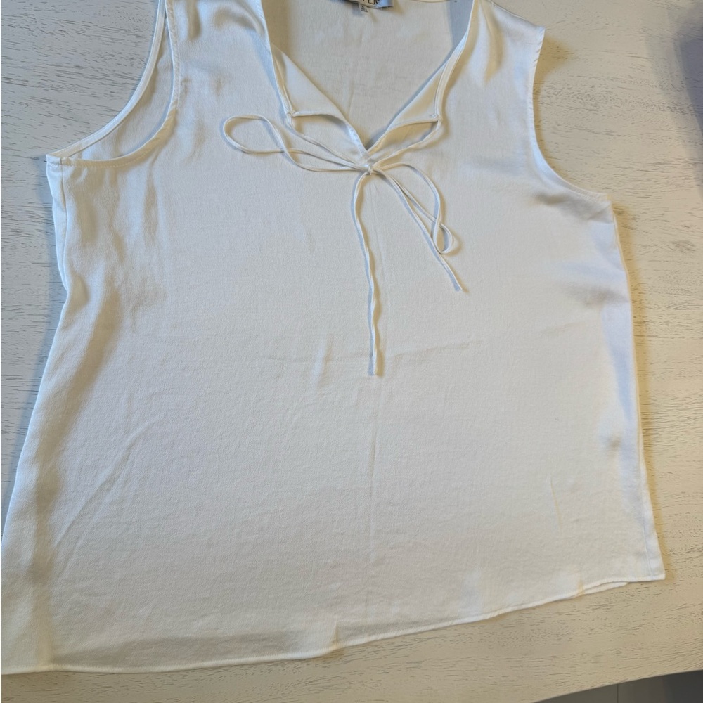 Kasper Cream Sleeveless Blouse with Tie Detail